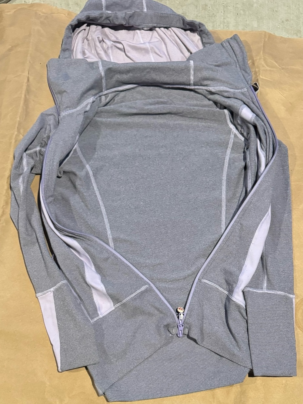 Lululemon Stride Jacket Brushed Lilac Coal Wee Stripe Size 4 Full Zip Hoodie EUC - Picture 2 of 6